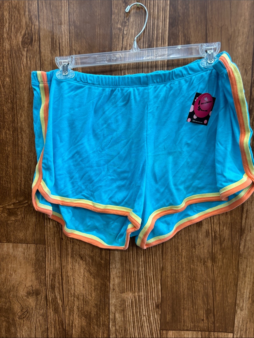 NWT Joe Boxer Aqua Athletic Shorts with Rainbow Trim